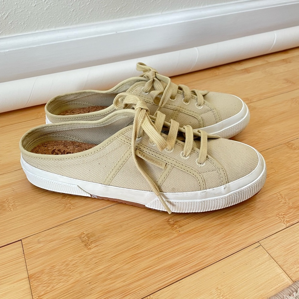 Superga Beige Canvas Slip-On Sneakers